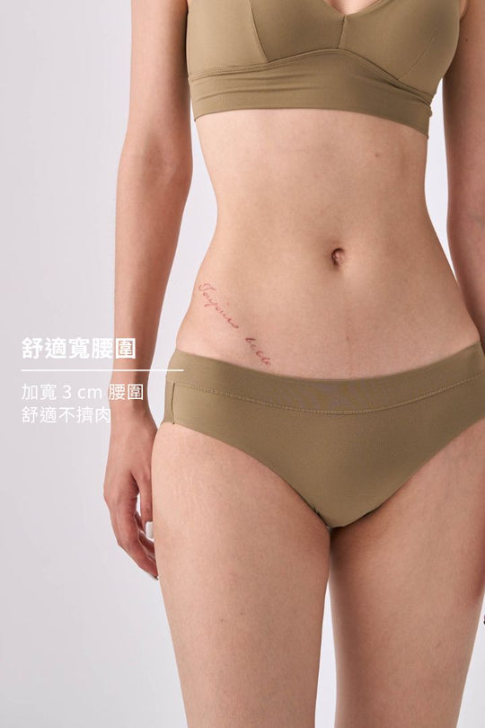 柔韌・中腰透氣寬腰圍內褲 3 件組 ｜瑪瑙黑+岩石棕+冷橄欖