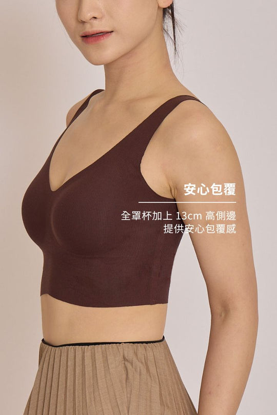 無痕・自由尺碼 V 領 加長款｜榛果棕
