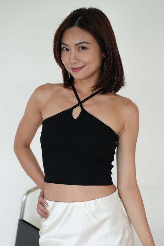 繞頸兩穿 Bra Top｜黑