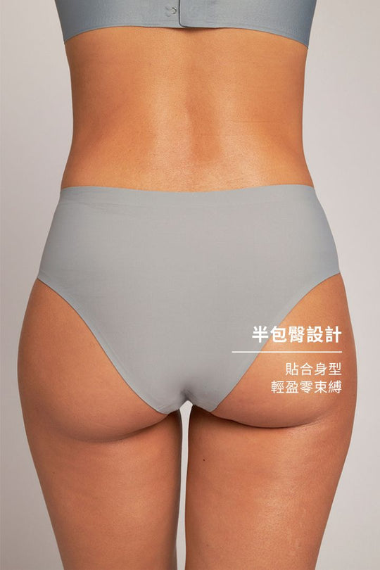 柔亮・美型高腰半包臀三角褲｜灰藍