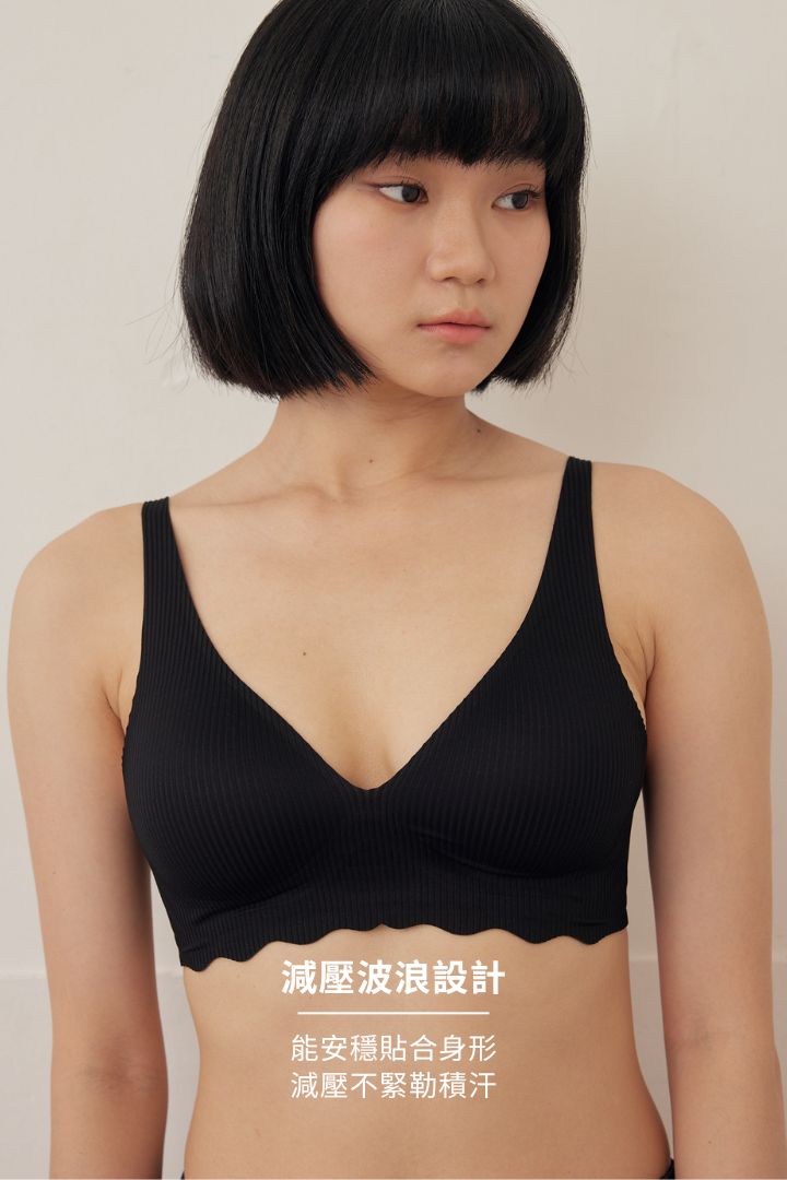 柔亮・立體螺紋三角杯｜純黑