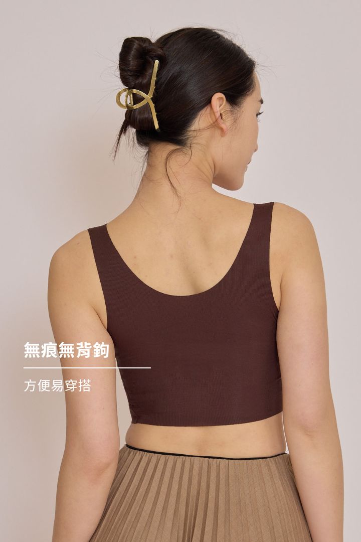 無痕・自由尺碼 V 領 加長款｜榛果棕