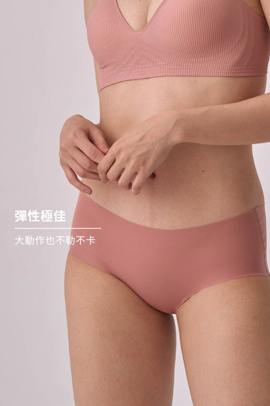 無痕・低腰包臀內褲 3 件組｜米膚＋卡其＋珊瑚粉