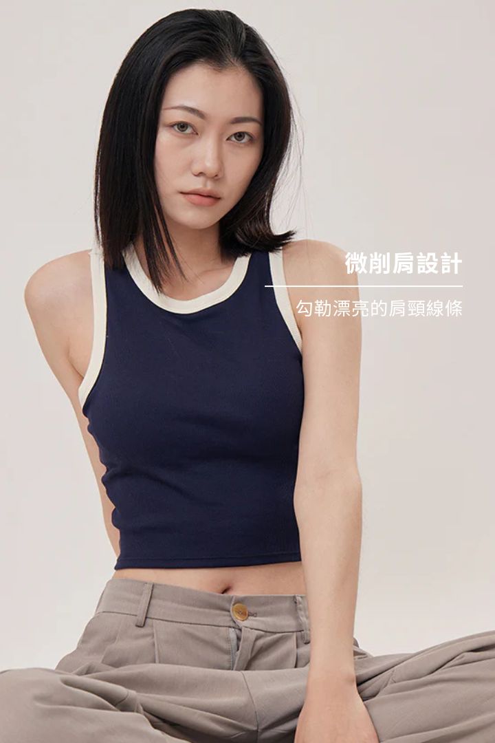 柔韌・削肩美背 BraTop｜深海藍