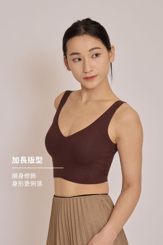 無痕・自由尺碼 V 領 加長款｜榛果棕