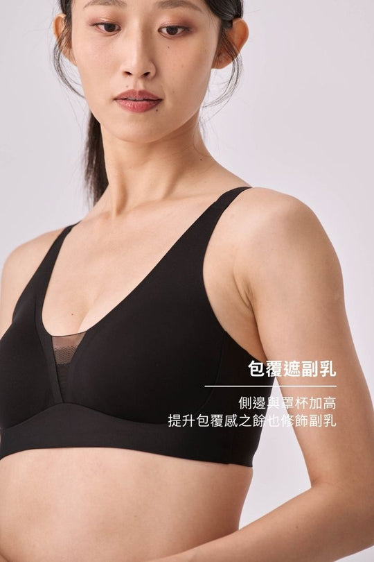 柔亮・輕紗支撐3/4杯｜黑色
