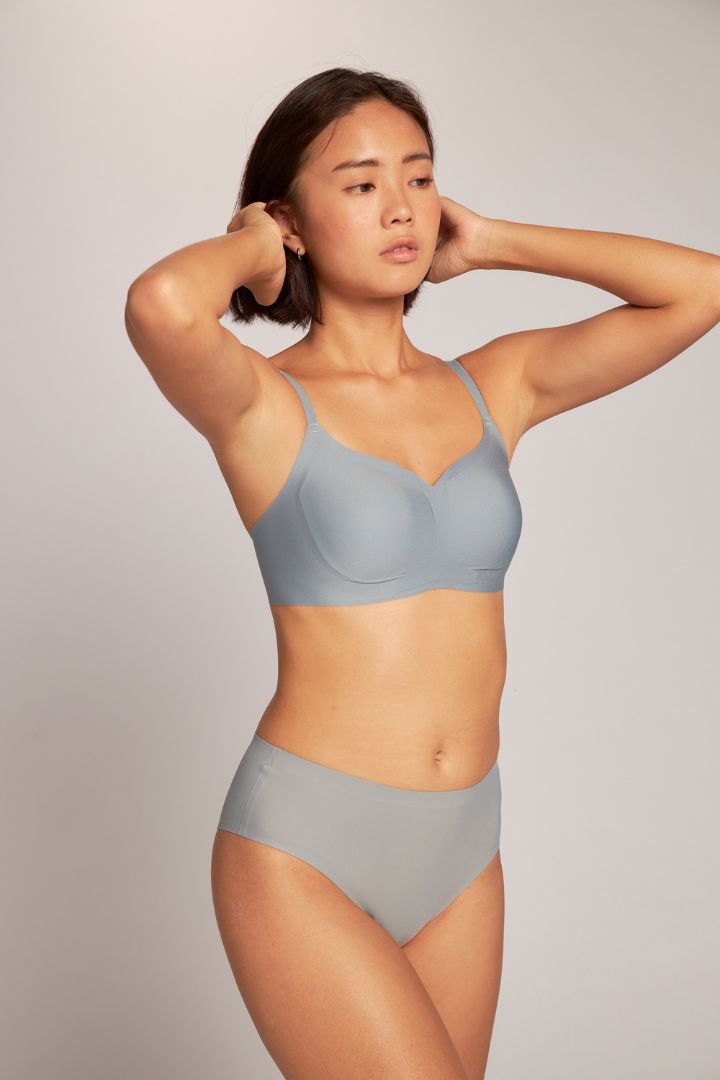 柔亮・美型高腰半包臀三角褲｜灰藍