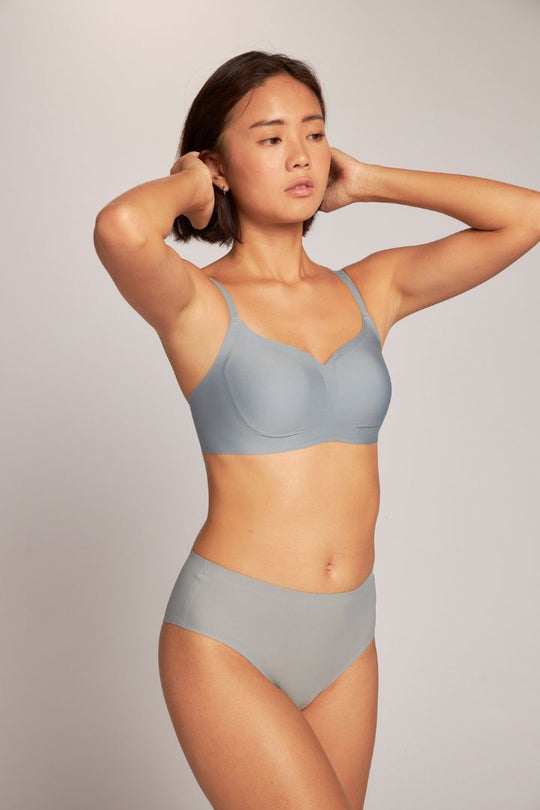 柔亮・美型高腰半包臀三角褲｜灰藍