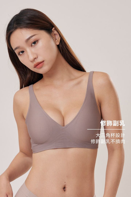 柔亮・軟支撐美胸三角杯 成套｜純黑