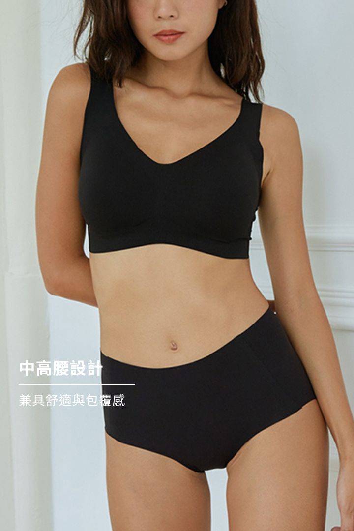 無痕・高腰包臀內褲 超薄款｜黑