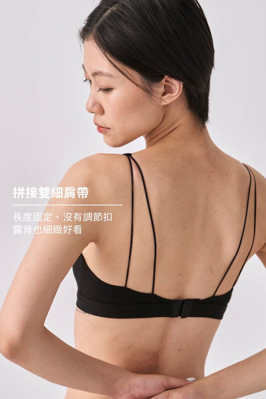 柔韌 · 天竺棉深 V 三角杯｜曜石黑