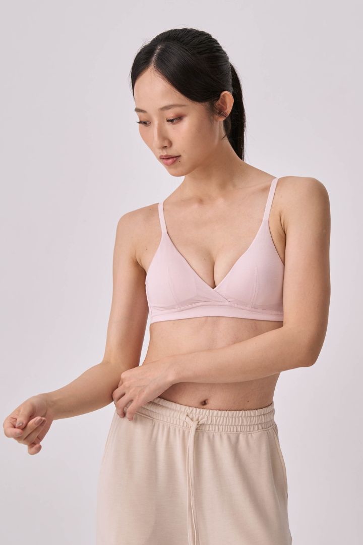 柔韌・棉質交叉三角杯｜藕粉