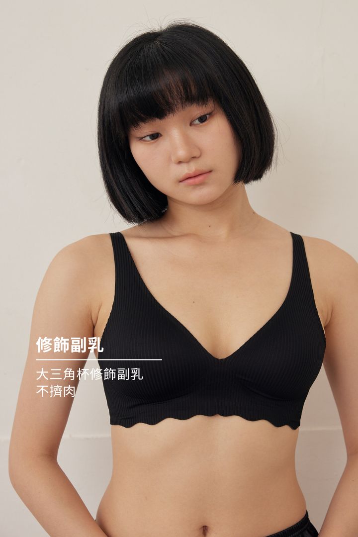 柔亮・立體螺紋三角杯｜純黑