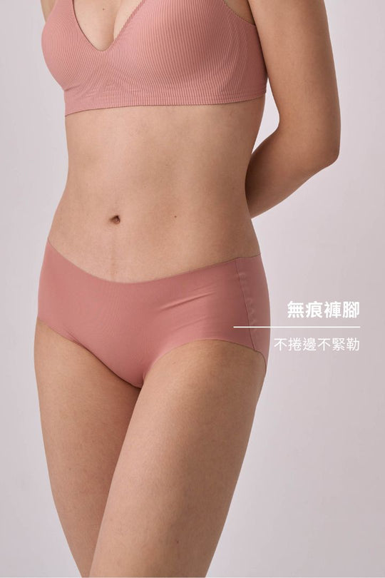 無痕・低腰包臀內褲 3 件組｜米膚＋卡其＋珊瑚粉