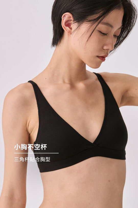 柔韌 · 天竺棉深 V 三角杯｜曜石黑