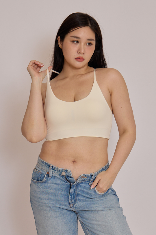 細肩 Y 型美背 Bra Top｜麥芽白