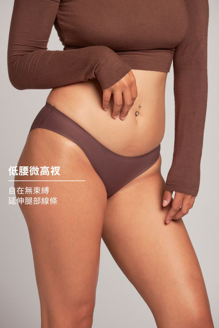 柔亮・美型低腰半包臀三角褲｜檀棕
