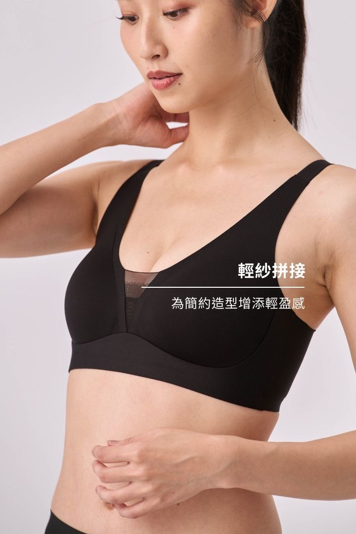 柔亮・輕紗支撐3/4杯｜黑色