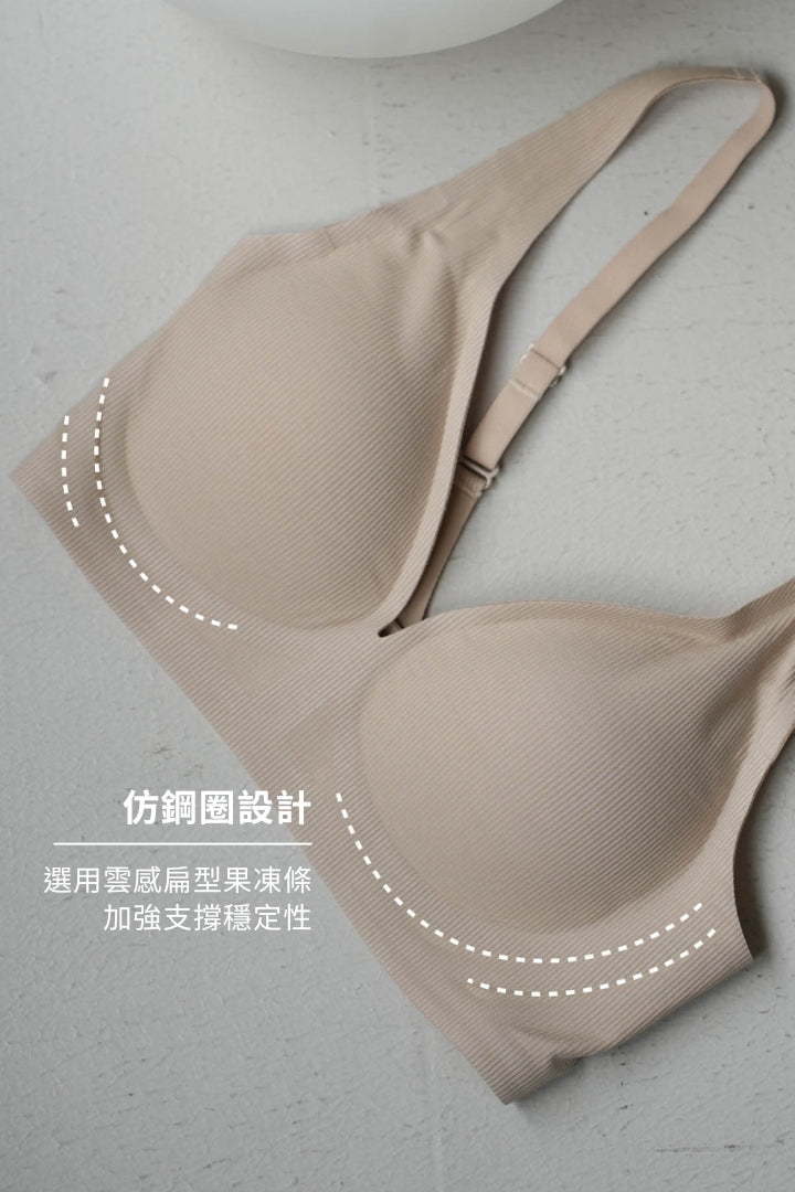 柔韌・舒芙蕾Ｖ領美胸三角杯｜自然膚