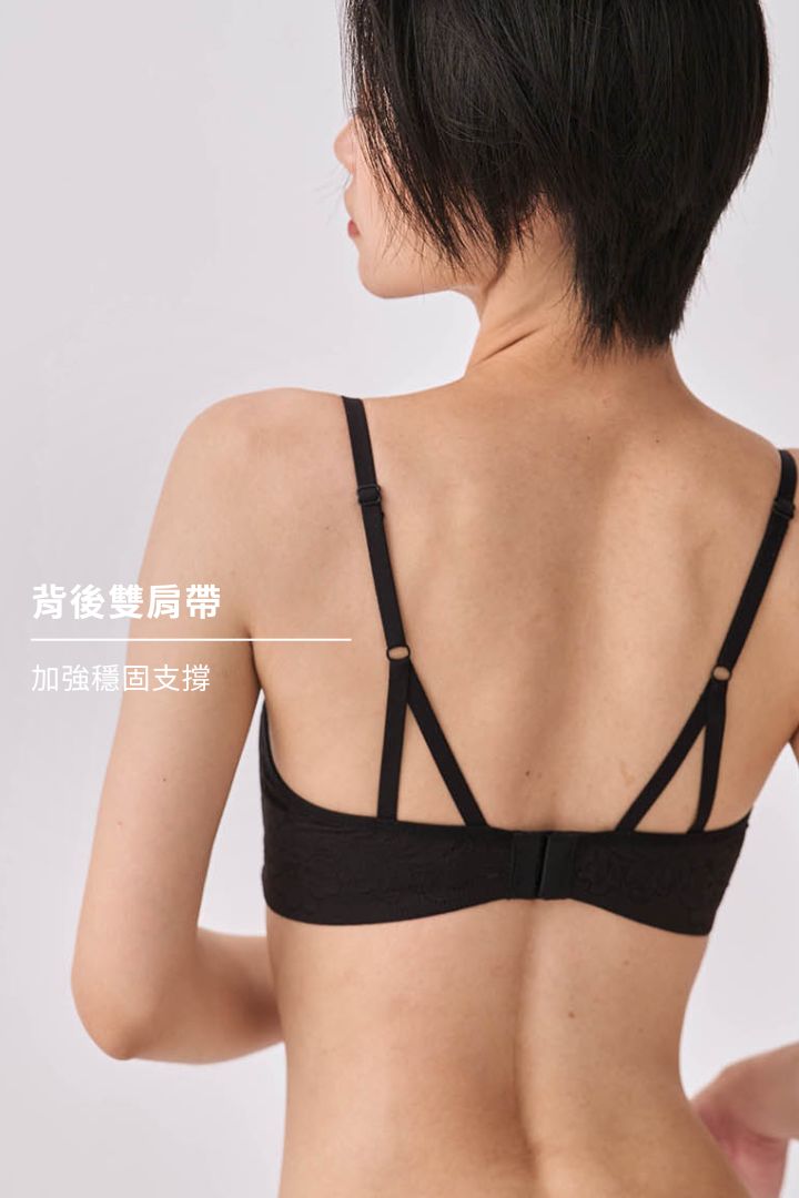 柔絲・蕾絲極簡三角杯｜黑