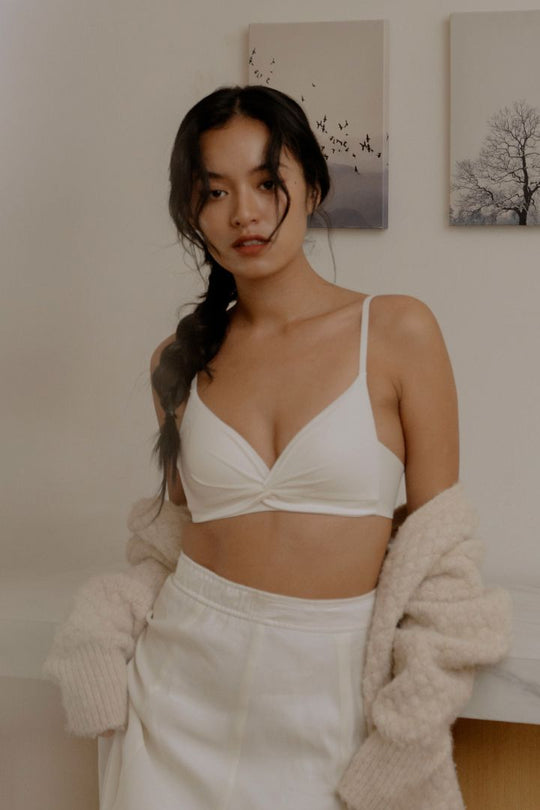 柔亮・扭結集中 3/4 杯｜白