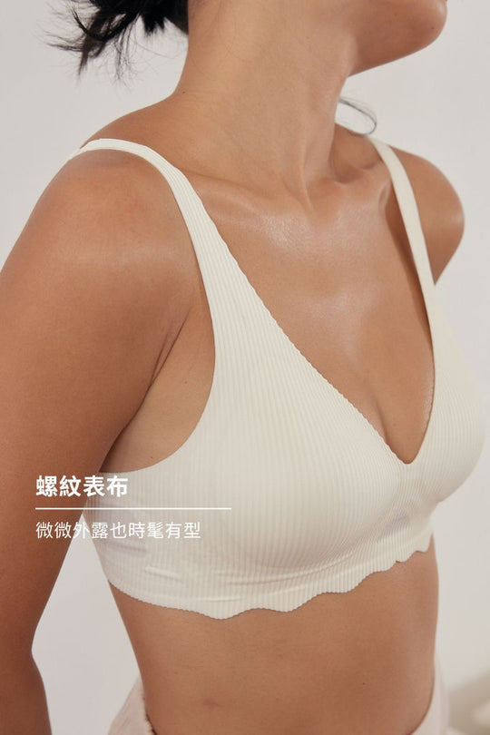 柔亮・立體螺紋三角杯｜奶白