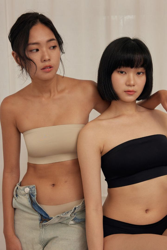 柔亮・無墊防滑平口內衣（附胸貼）｜杏膚