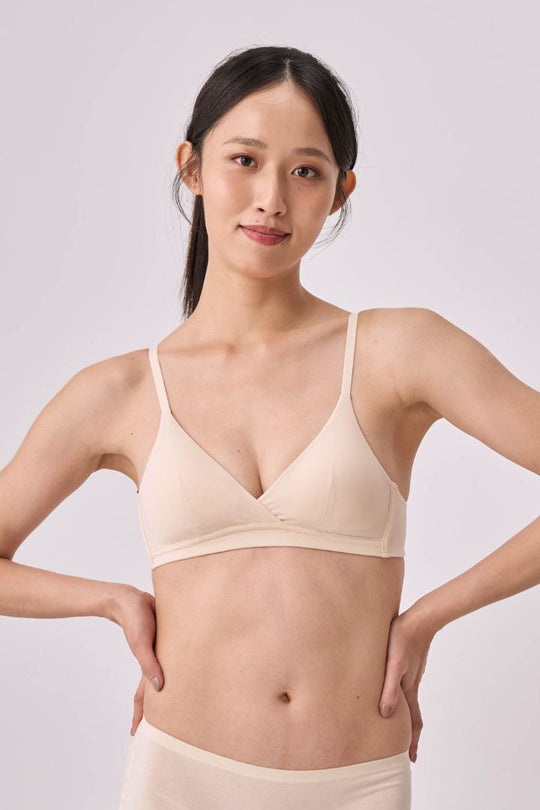 柔韌・棉質交叉三角杯｜米白