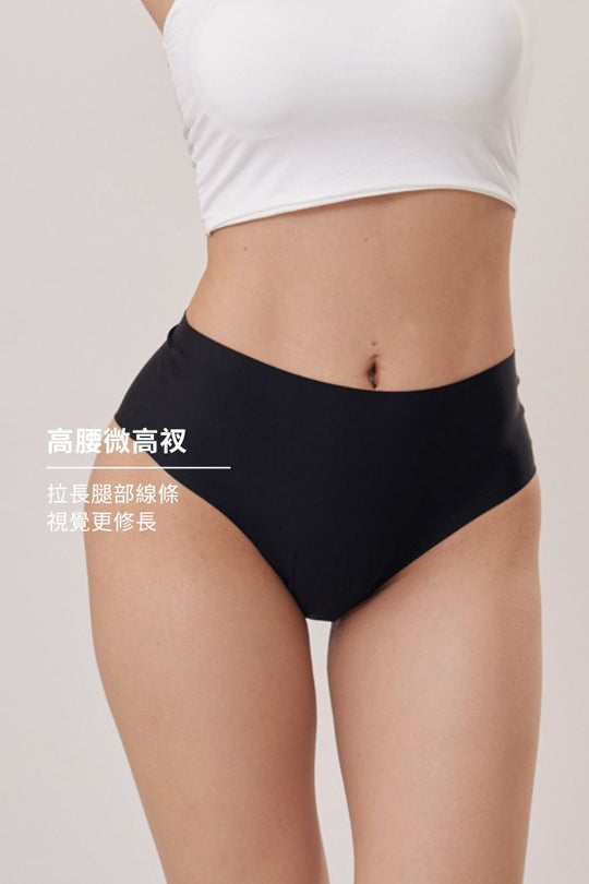 柔亮・美型高腰半包臀三角褲｜玄黑