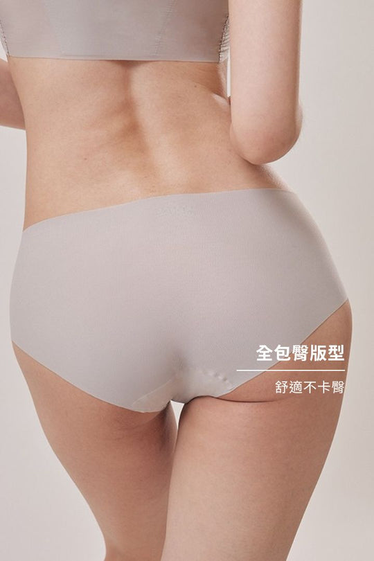 無痕・直紋裸色面膜內褲｜淡灰