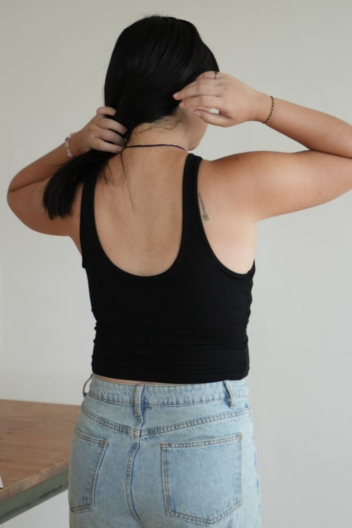 繞頸美肩 Bra Top｜黑