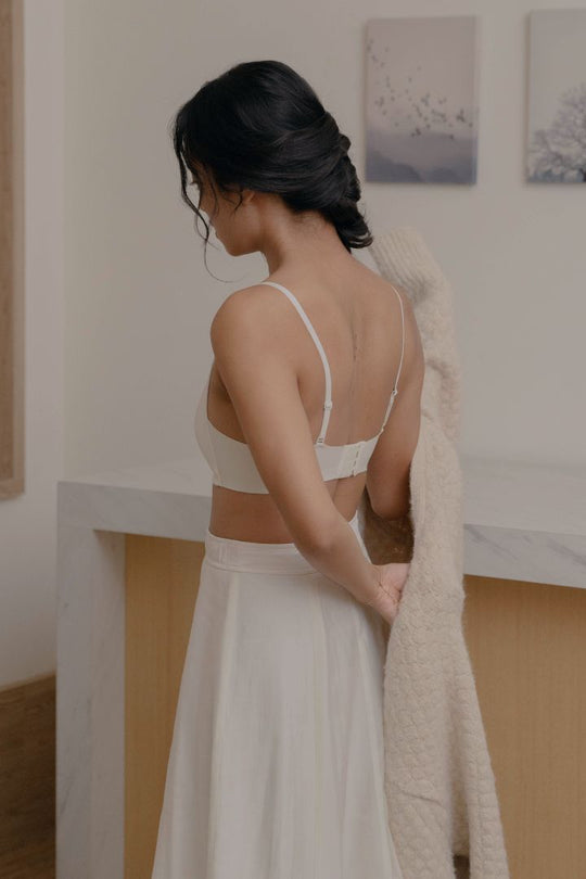 柔亮・扭結集中 3/4 杯｜白