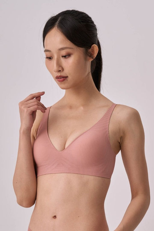 柔亮・螺紋軟支撐三角杯｜珊瑚粉