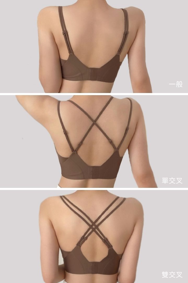 柔亮・輕紗拼接雙肩帶三角杯｜咖啡