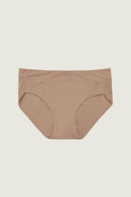 柔韌・泥光透氣中腰三角褲｜太妃色
