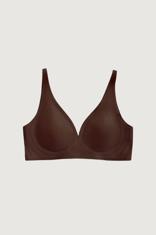 柔韌・舒芙蕾Ｖ領薄襯三角杯｜榛果棕