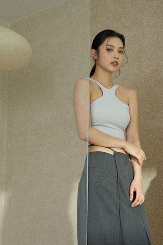 繞頸美肩 Bra Top｜淺灰藍