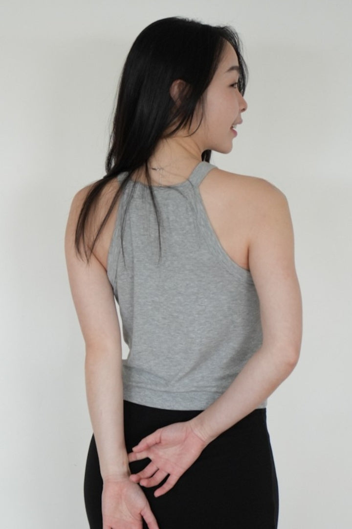 繞頸削肩 Bra Top｜灰