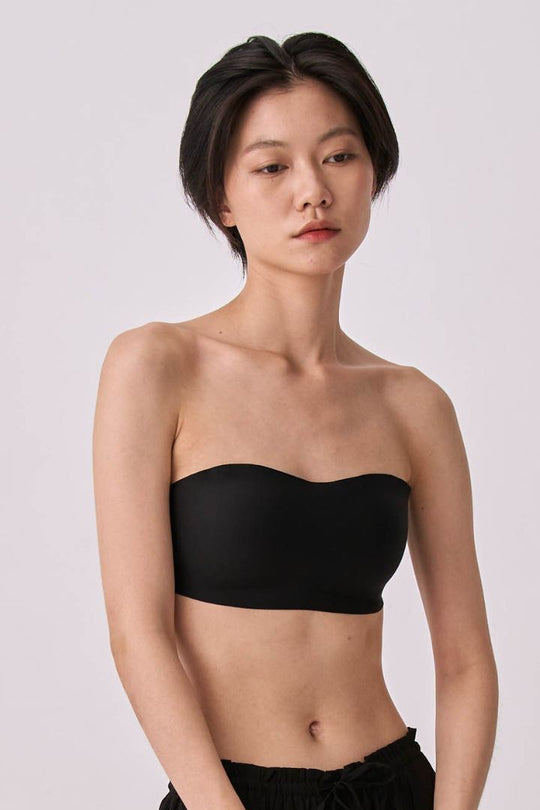 柔亮・雙層強支撐平口內衣｜黑色