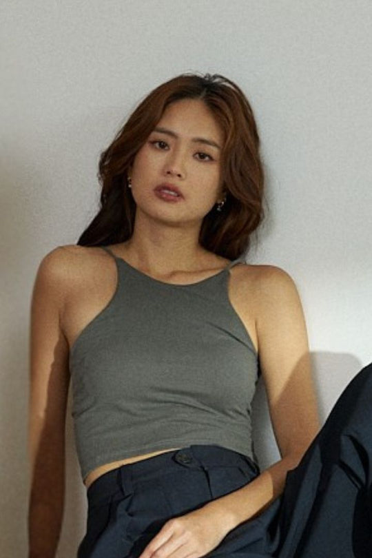 細肩弧線 Bra Top｜灰綠