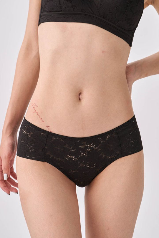 柔絲・蕾絲極簡三角褲｜黑
