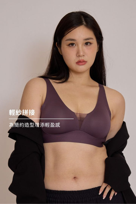 柔亮・輕紗支撐3/4杯｜深紫
