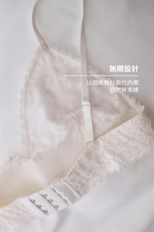 柔絲・軟蕾絲法式三角杯 成套｜櫻花粉