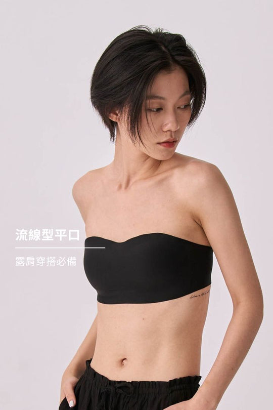 柔亮・雙層強支撐平口內衣｜黑色