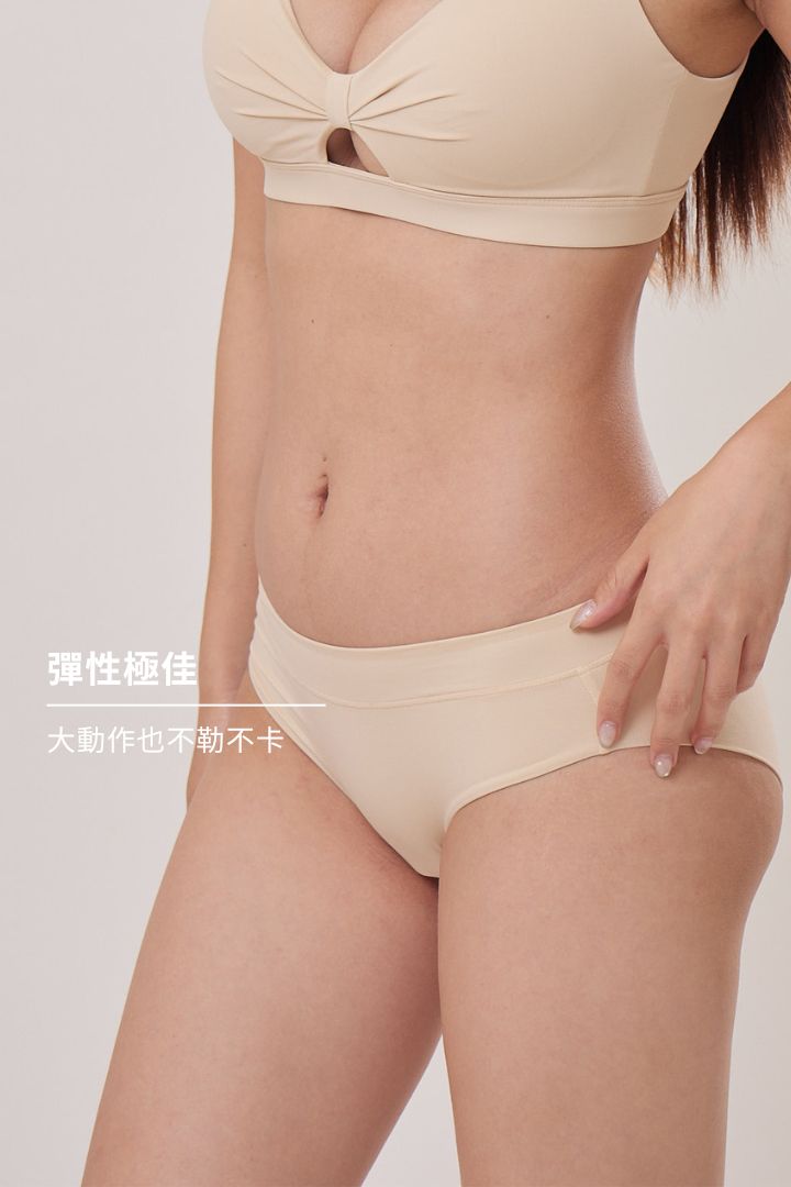 柔韌・中腰透氣寬腰圍內褲｜紅沙色