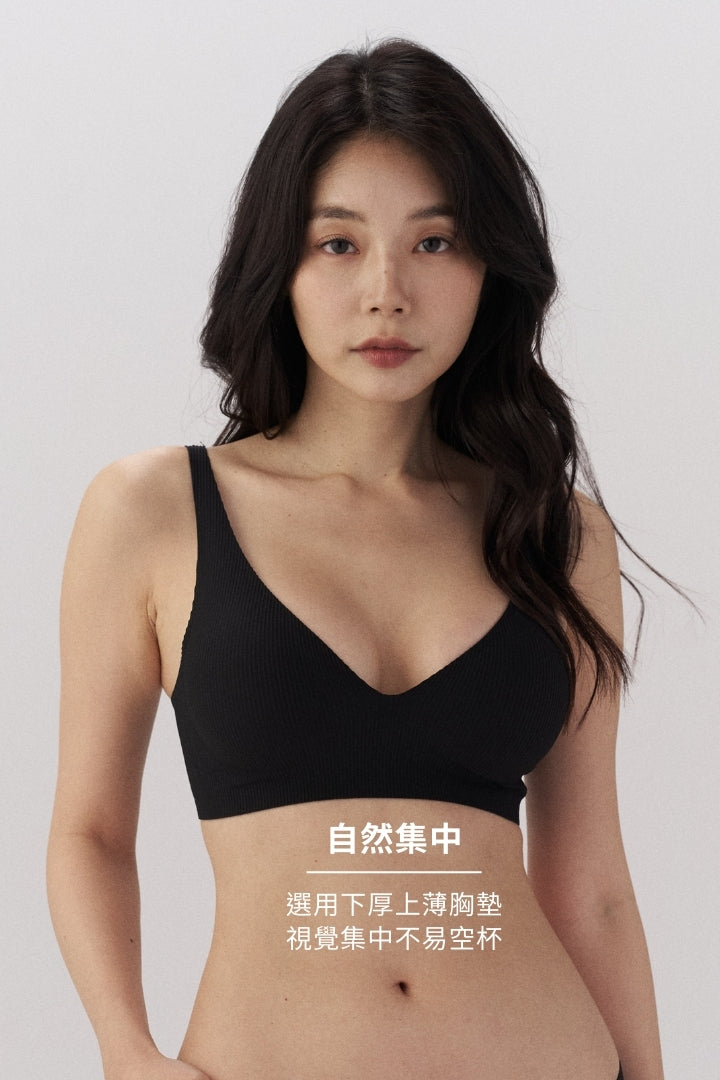 柔亮・螺紋軟支撐三角杯｜黑