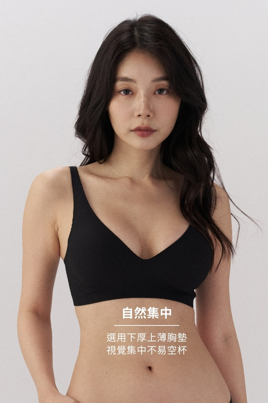 柔亮・螺紋軟支撐三角杯｜黑
