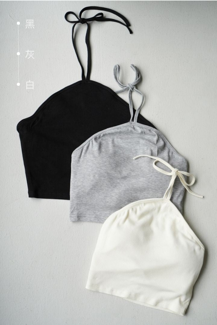 繞頸細肩綁帶 Bra Top｜灰