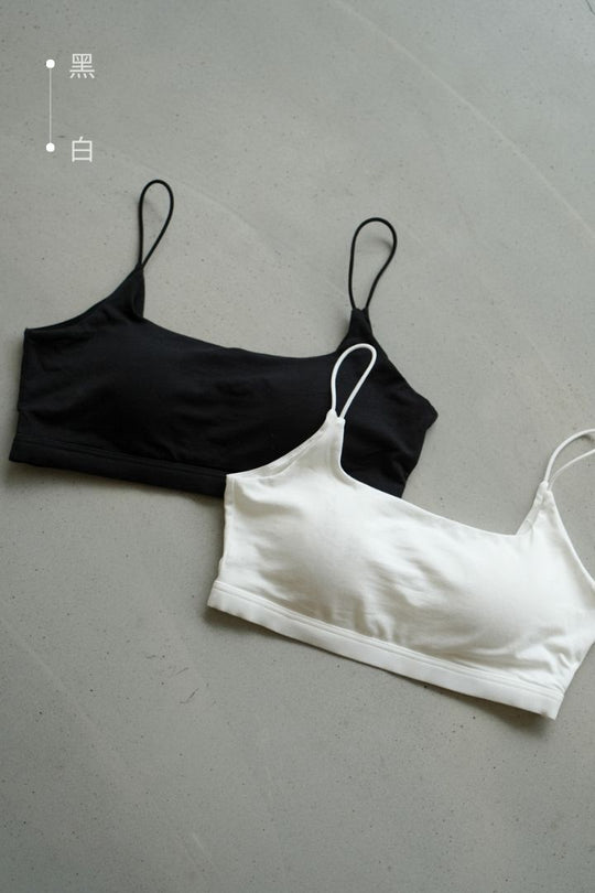 細肩方領挖背 Bra Top｜白