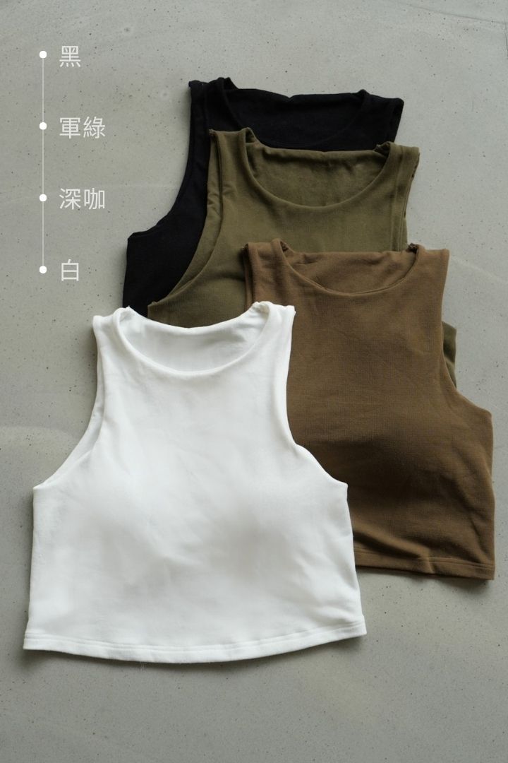 微削肩短版 Bra Top｜軍綠